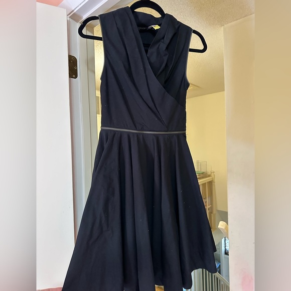 All Saints Caden Black Zipper flare sleeveless Dress Size 0 - Picture 4 of 6